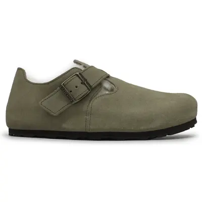 Birkenstock London Shearling Suede Unisex Comfort Shoes - Taupe - Size:US 7 Women / 5 Men