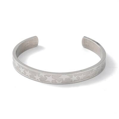 Non-Tarnish 304 Stainless Steel Star Cuff Bangles