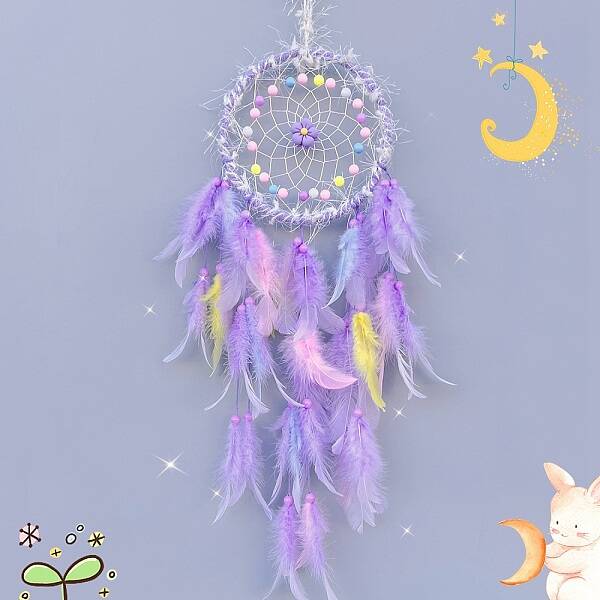 Woven Web/Net with Feather Decorations