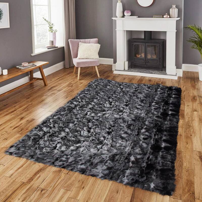 Genuine Black Fox Fur Rug
