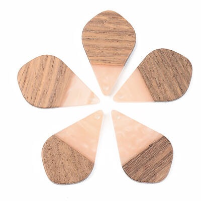 Opaque Resin & Walnut Wood Pendants