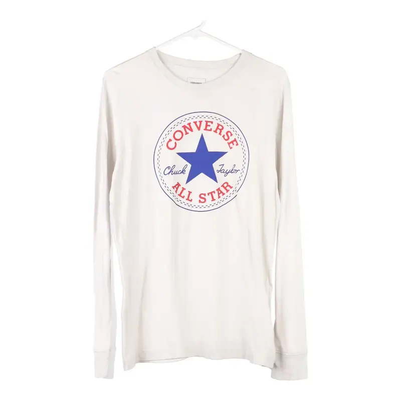 Age 13-15 Converse Spellout Long Sleeve T-Shirt - XL White Cotton