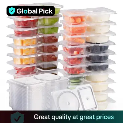 Reusable Snack Container with Lid, Double Compartment Snack Box, Snack Pack Container for on-the-Go Meals and Camping, Kitche...