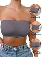 Women's Solid Color Bandeau Bra, Breathable Comfortable Backless Wireless Bra, Women's Lingerie for All Seasons, Straplessbra...