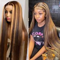 200Density Straight Lace Front Wigs Human Hair #4/27 Highlight Color 360 Full Lace Frontal Wig Brazilian For Black Women 32in...