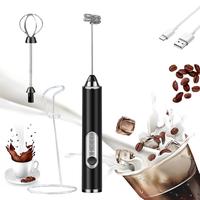 Milk Frother Handheld with 3 Heads, mixes Fruit juice powder，Prebiotic Powder，Electric Whisk Drink Foam Mixer with USB Re...