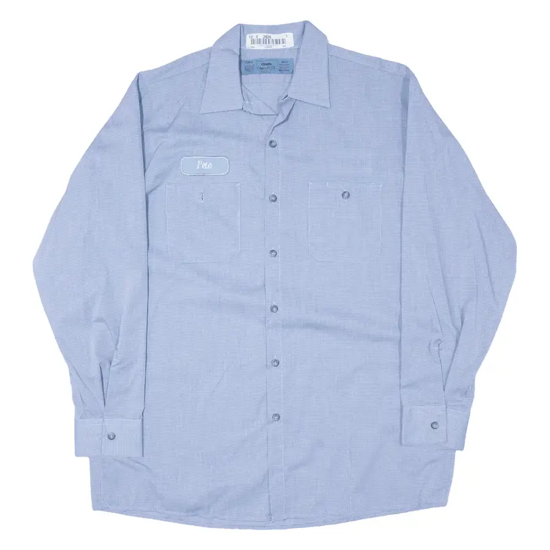 CINTAS Worker Shirt Blue Long Sleeve Mens L