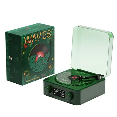 Retro Turntable Speaker Wireless Bluetooth-compatible 5.0 Vinyl Record Player Stereo Sound With White Noise RGB Projection La...