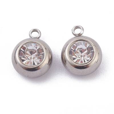 201 Stainless Steel Rhinestone Charms