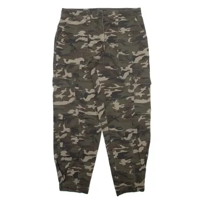AMISU Camo Cargo Womens Trousers Green Relaxed Tapered W30 L26
