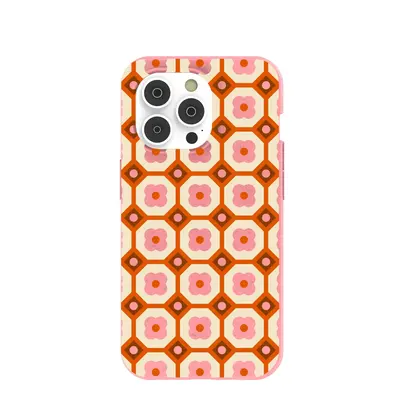 Bubblegum Pink Retro Tiles iPhone 14 Pro Case