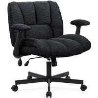 Criss Cross Legged Office Chair with Flip-Up Arms and Wheels, Wide Seat Desk Chair with Built-In Dynamic Airbag Lumbar Suppor...