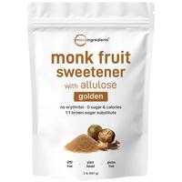 Micro Ingredients Golden Monk Fruit with Allulose Sweetener, 2 Lb – 1:1 Brown Sugar Substitute - No Erythritol, Zero Calori...