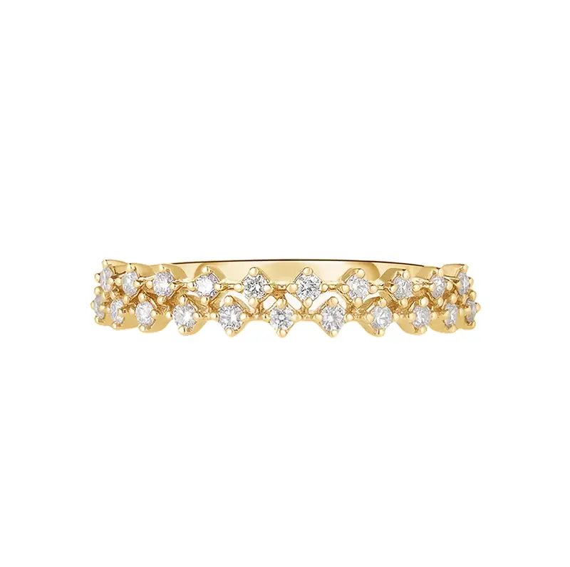 10K Gold 0.2 CT.T.W. Diamond Station Double Row Ring