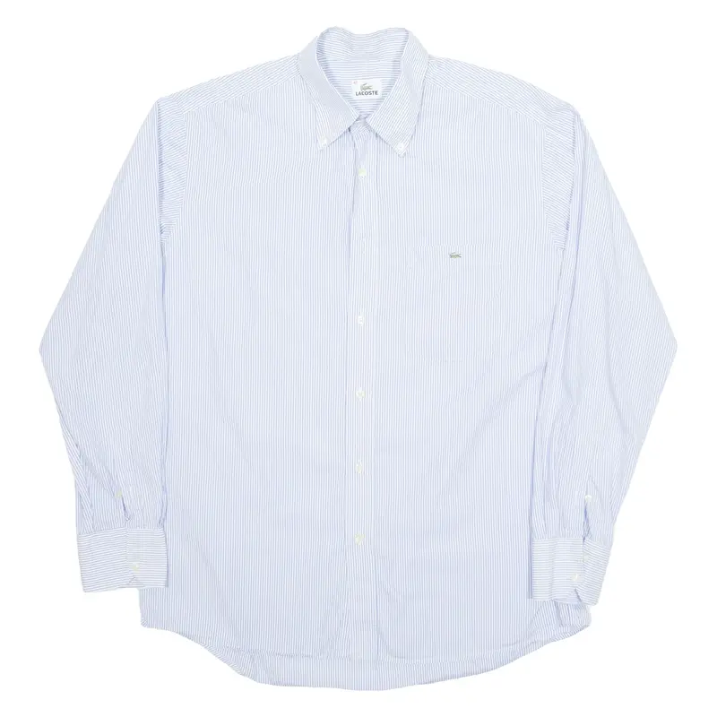 LACOSTE Mens Shirt Blue Pinstripe Long Sleeve L