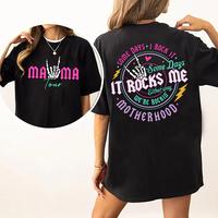 Cotton Short Sleeve  T-Shirt Some Days I Rock It 2 Sides Shirt, Motherhood, Mama Lighting Bold T-shirt, Printed Graphic Shirt...