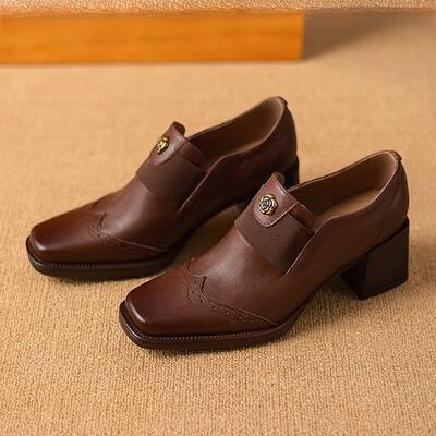 CHIKO Saffi Square Toe Block Heels Loafers Shoes
