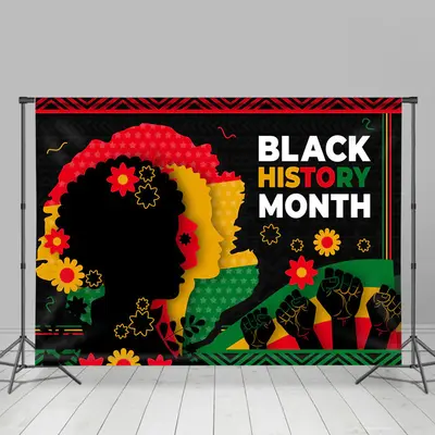 Red Yellow Green Fist Black History Month Backdrop - Aperturee