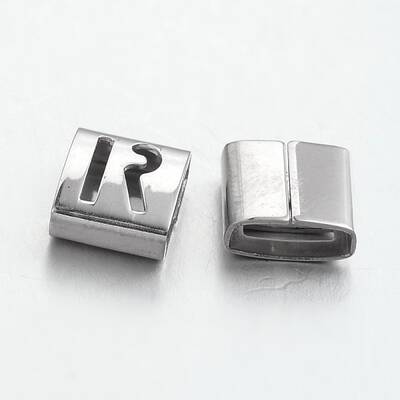 Tarnish Resistant Letter Style 201 Stainless Steel Square Slide Charms