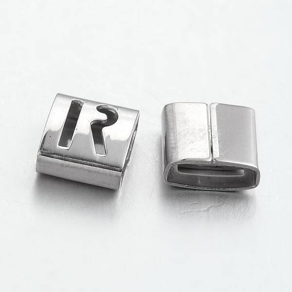 Tarnish Resistant Letter Style 201 Stainless Steel Square Slide Charms
