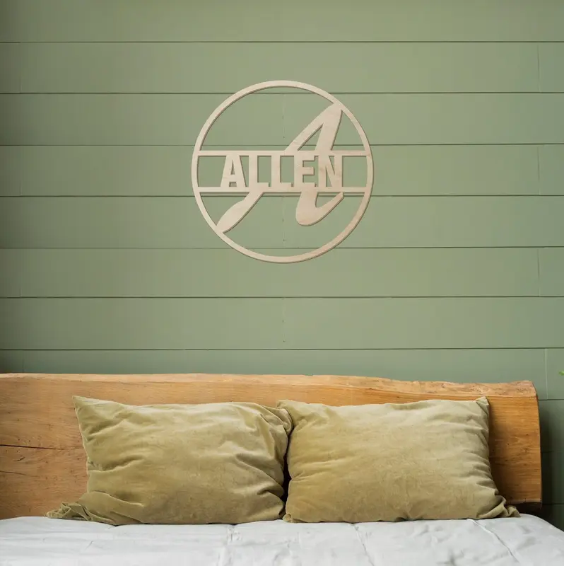 Monogram Name Wood Sign