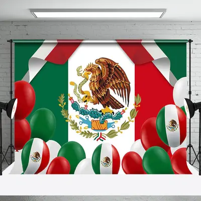 Mexican Flag Eagle Balloon Independence Day Backdrop