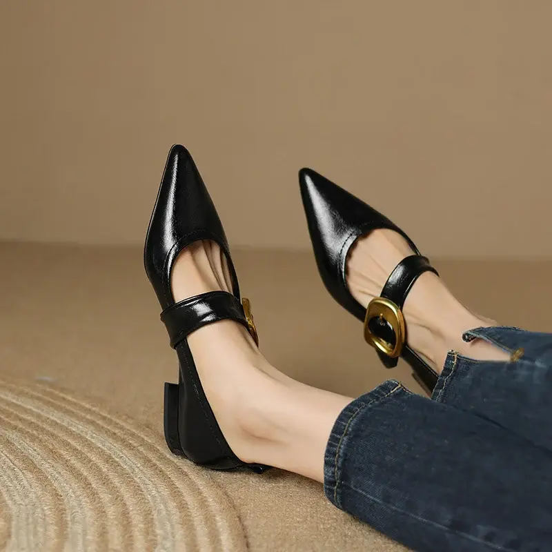 CHIKO Maeve Pointy Toe Block Heels Mary Jane Shoes