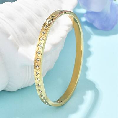 304 Stainless Steel Rhinestone Bangles for Women