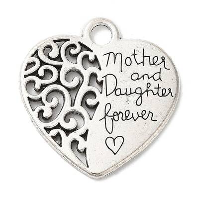 Heart with Words Tibetan Style Alloy Pendants
