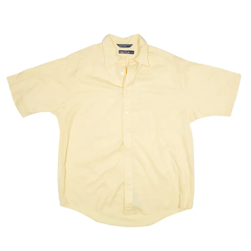 NAUTICA Plain Shirt Yellow Long Sleeve Mens L
