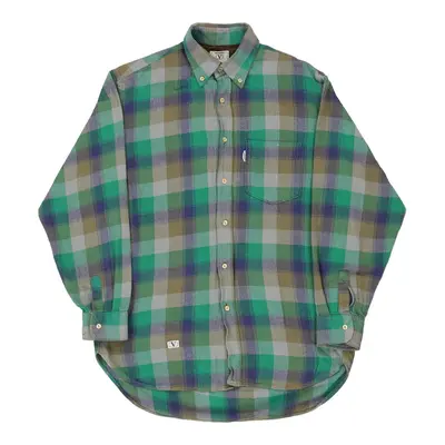 Valentino Checked Flannel Shirt - Medium Green Cotton