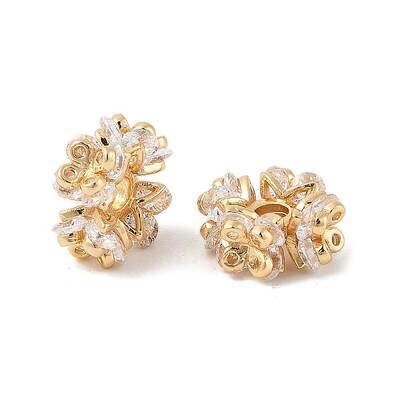 Brass Micro Pave Clear Cubic Zirconia Beads