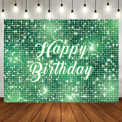 Green Sparkling Sequin Dance Happy Birthday Backdrop - Aperturee