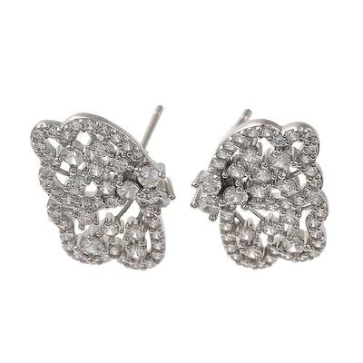 Rack Plating Brass Micro Pave Cubic Zirconia Studs Earrings