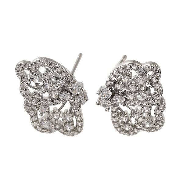 Rack Plating Brass Micro Pave Cubic Zirconia Studs Earrings