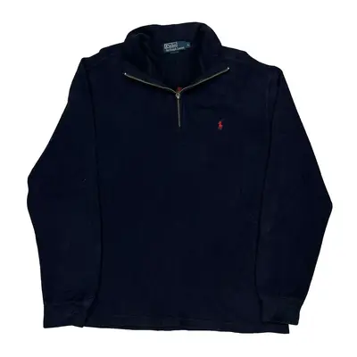 Polo By Ralph Lauren 1/4 Zip - Large Navy Cotton
