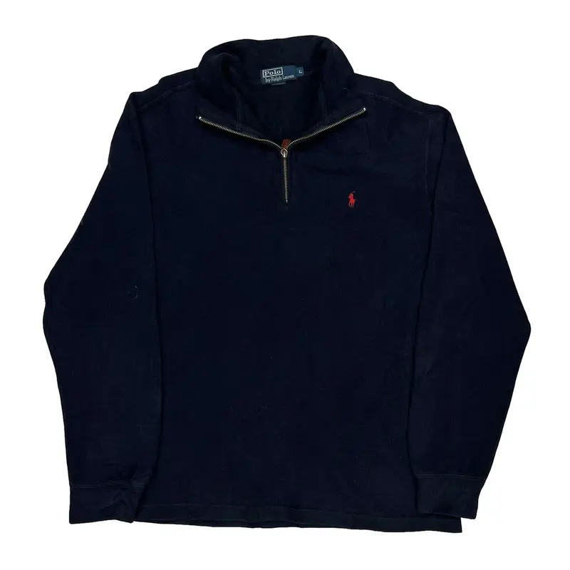Polo By Ralph Lauren 1/4 Zip - Large Navy Cotton