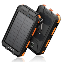 LOZE Solar Charging Power Bank 10000mAh, Portable Power Bank, Fast Charging, Super Bright Flashlight, Compass, Dual USB Outpu...