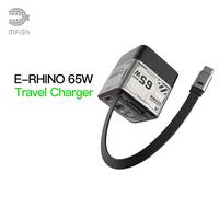 mfish E-RHINO 65W Travel Charger Block with Retractable Type C Cable & 2-Ports Fast Charging for MacBook, iPhone 15/16, Galax...