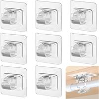 8 Pcs Adhesive Curtain Rod Holder Hooks Self-Adhesive Curtain Rod Bracket No Drill Curtain Hangers Nail Free Adjustable Curta...