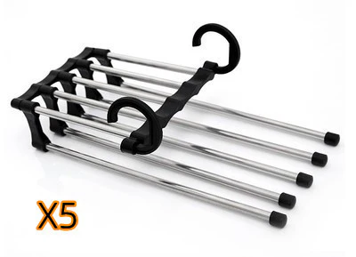 5 In 1 Wardrobe Hanger Multi-functional Clothes Hangers Pants Stainless Steel Magic Wardrobe Clothing Hangers For Clothes Rac...