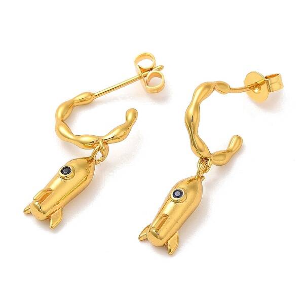 Cubic Zirconia Rocket Dangle Stud Earrings