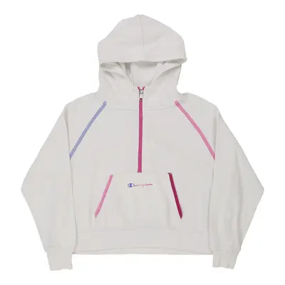 Champion Cropped Hoodie - Small White Cotton