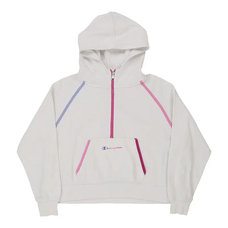 Champion Cropped Hoodie - Small White Cotton