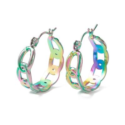 304 Stainless Steel Curb Chain Chunky Hoop Earrings for Women