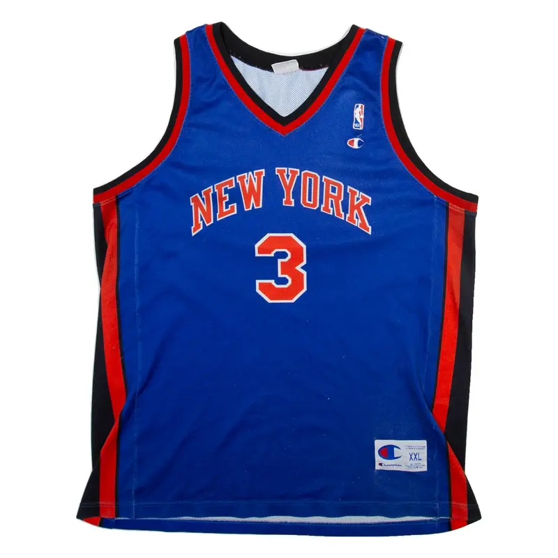 CHAMPION NBA New York Mens Jersey Blue Sleeveless USA V-Neck 2XL