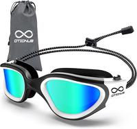 pool accessories-Polarized Adult Swimming Goggles Bungee Strap No Hair Pulling Anti-fog Pool Goggles for Men Women