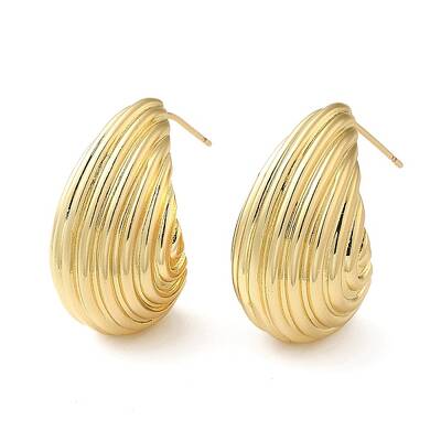 Rack Plating Brass Shell Shape Stud Earrings for Women