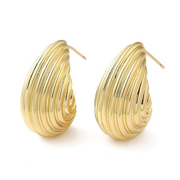 Rack Plating Brass Shell Shape Stud Earrings for Women