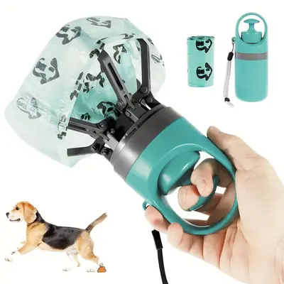 Portable Pet Poop Scooper, 1 Set Pet Waste Bag with Pet Six Claw Poop Shovel Clip, Pet Outdoor Poop Picker, Dog Supplies, Pet...